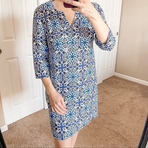 Boden Linen Tunic Dress 3/4 Sleeve Mini Blue 6
